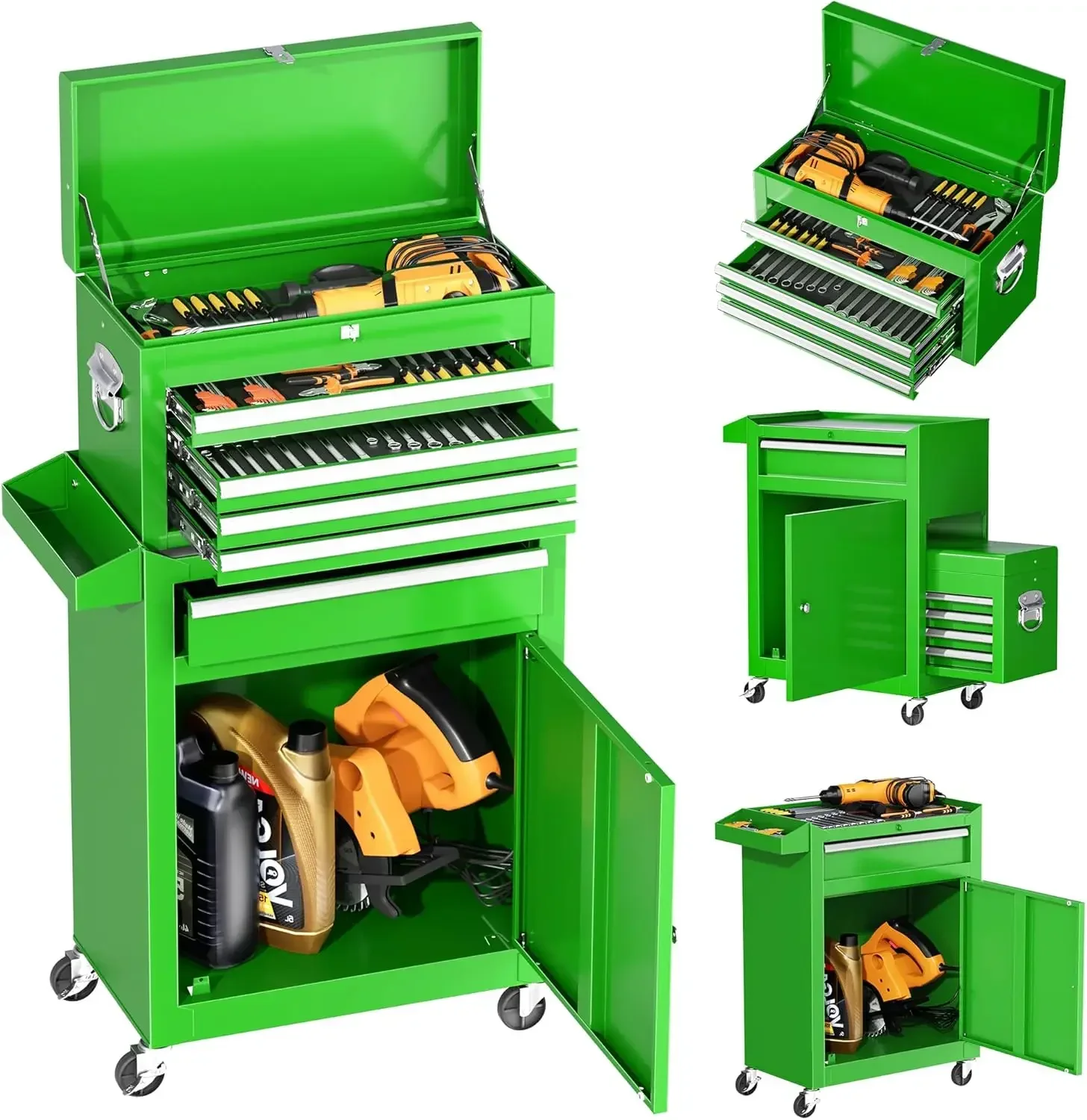 Bestseller 5-Drawer Rolling Tool Chest مع صندوق أدوات علوي قابل للفصل، عجلات عالمية قابلة للقفل، صندوق أدوات معدني لأعمال المرآب #2