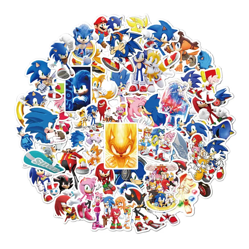 50Pcs/Set Cartoon Sonic Stickers Hedgehog Anime Toys Cartoon Graffiti Sticker for Water Bottle Laptop Luggage new