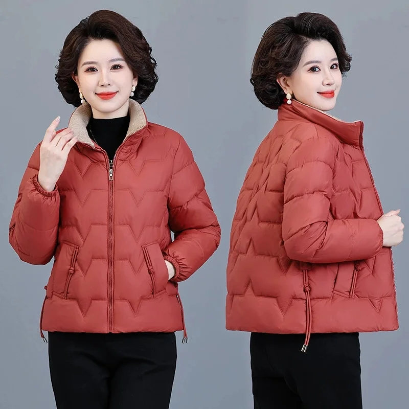 

Autumn Winter Parka Women Thicke Warm Down Cotton Jackets Coat Parkas Middle Aged Female Cotton Padded Jacket Overcoat Outerwear