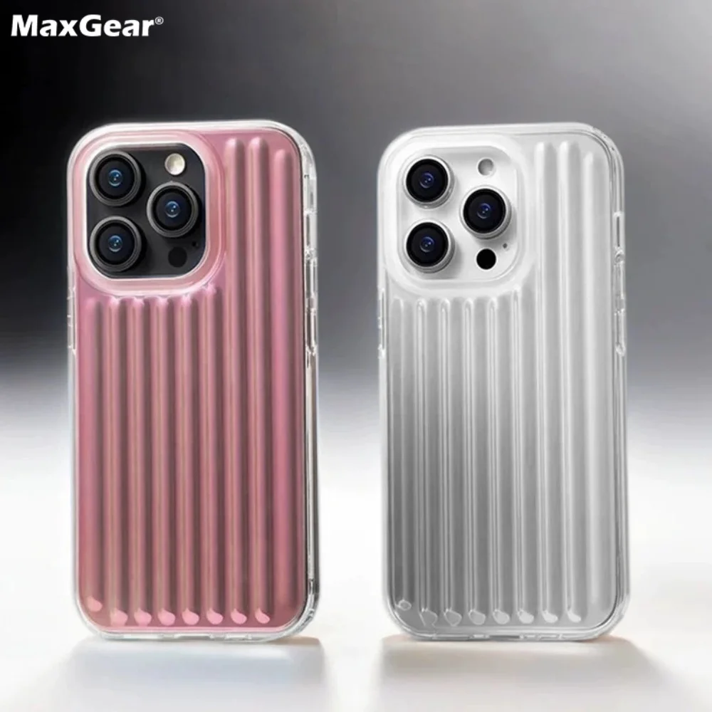 Coque pare-chocs givrée à rayures verticales, étui de luxe en TPU antichoc pour iPhone 17 Air 16 16E 15 14 Pro Max Plus 13 12 11 SE4