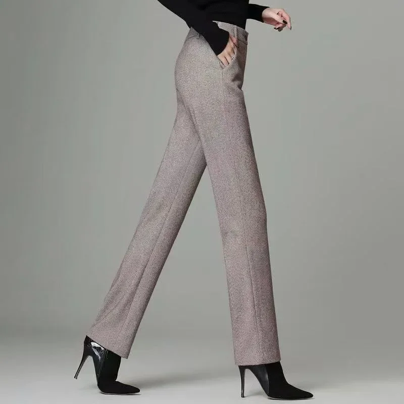 المرأة الصوفية السراويل واسعة الساق الخريف الشتاء سميكة عارضة فضفاض التخسيس مستقيم عارضة السراويل الغربية النسائية #2