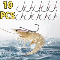 Live Shrimp Fishing Hook Fixed Hooks Portable Barbed Fishhook Carbon Steel Sharp Fishhooks Beach Live Bait Fishing Accessories