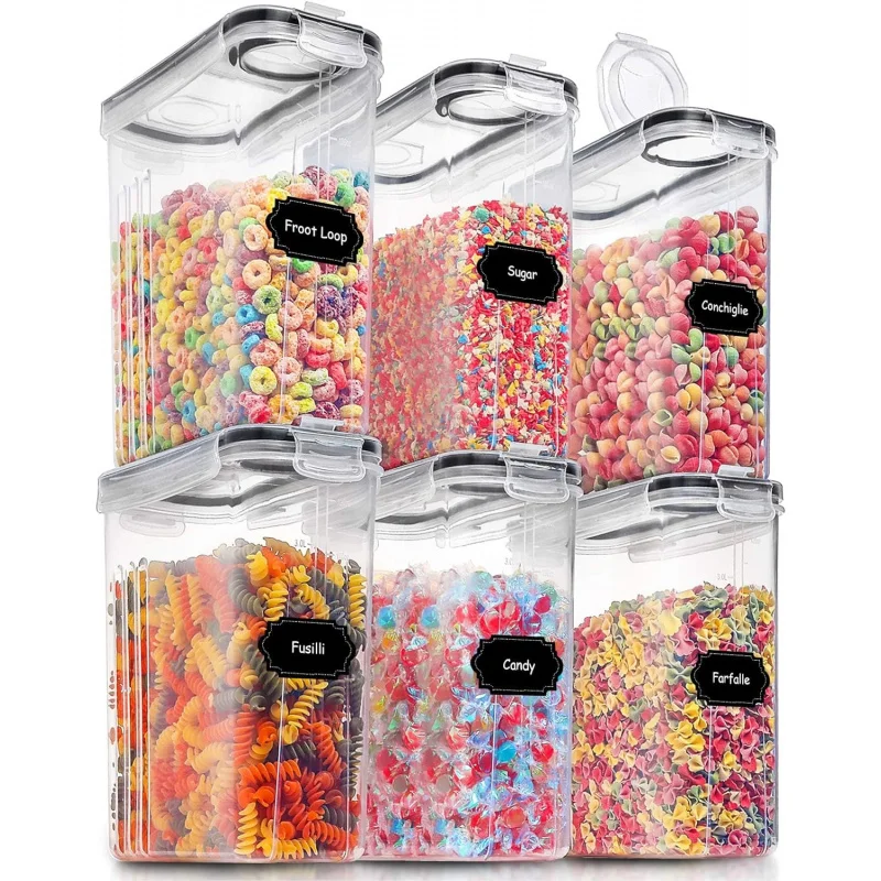 

Large Dry Food Storage Containers with Lids, 6PCS Airtight Cereal Containers Storage Set