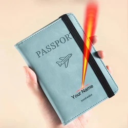 Customizable Name Rfid Passport Cover Travel Wallet Passport Protective Case Simple Multifunctional Document Bag Ticket Holder