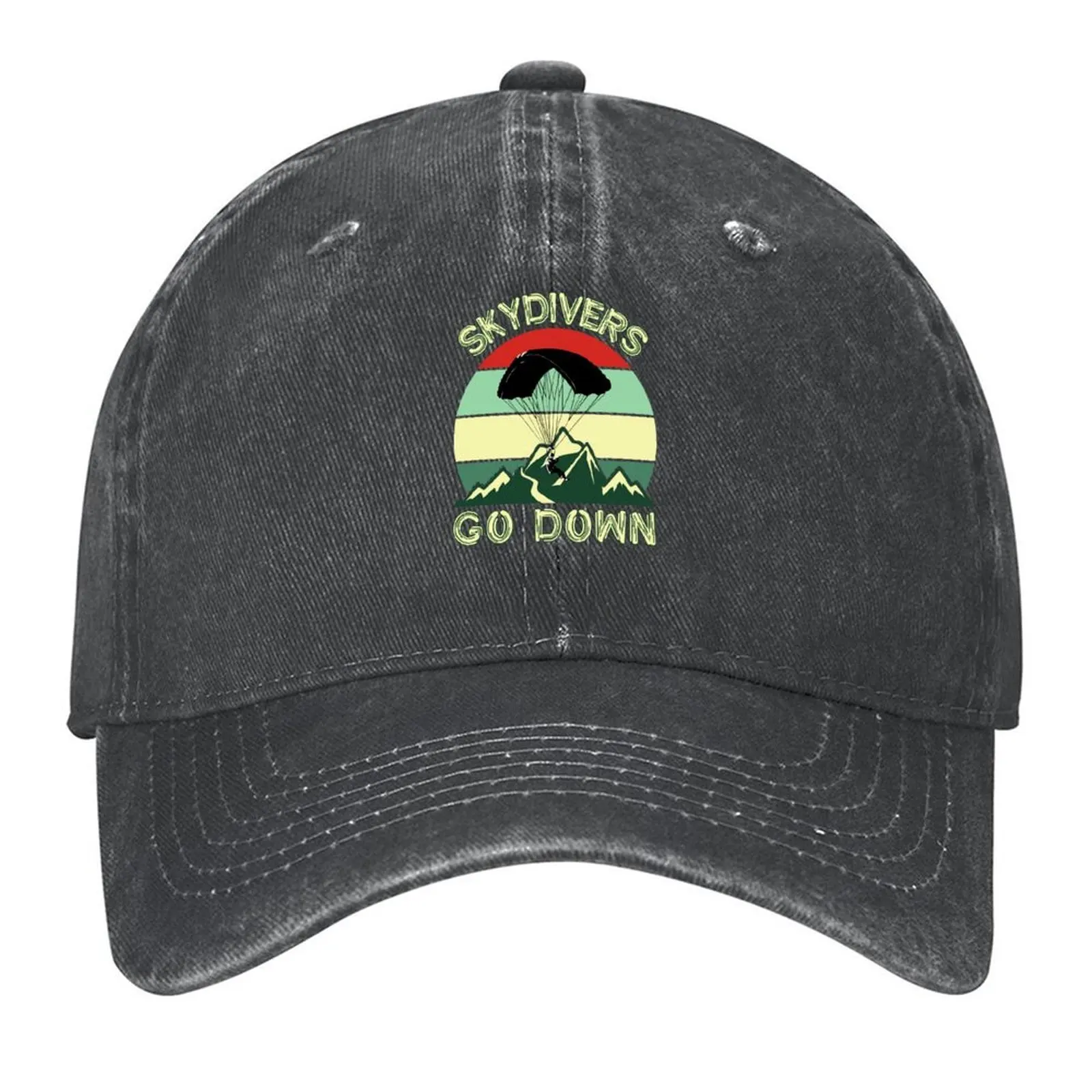 

Skydivers go down - vintage style Baseball Cap sun caps Military Cap Man Hat Man For The Sun Trucker Hat Golf Men Women's