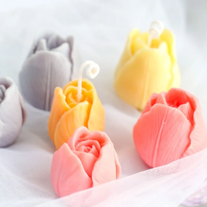3D Tulip Candle Mold Handmade DIY Flower Soap Silicone Chocolate Cake Forms Making Supplies