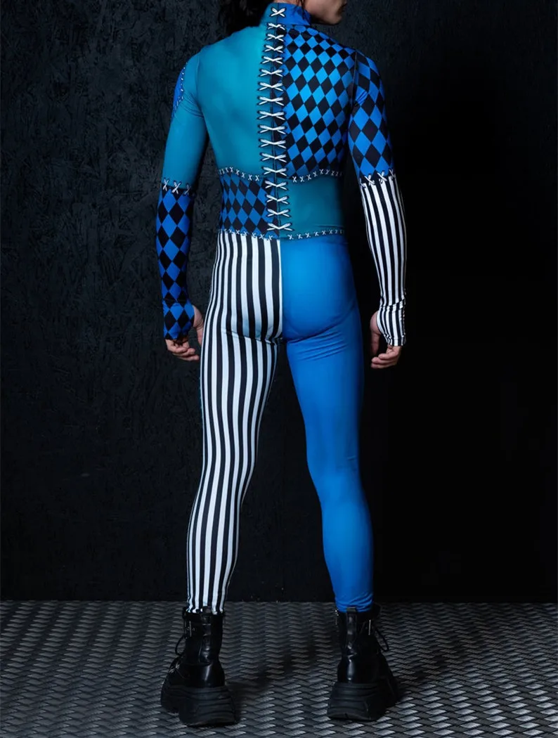 Herren Sexy Bunter Print Bodysuit Punk Morphsuit Halloween Roboter Zentai Anzug Feiertagsparty Jumpsuit Rave Cosplay Kostüm – Detail 37