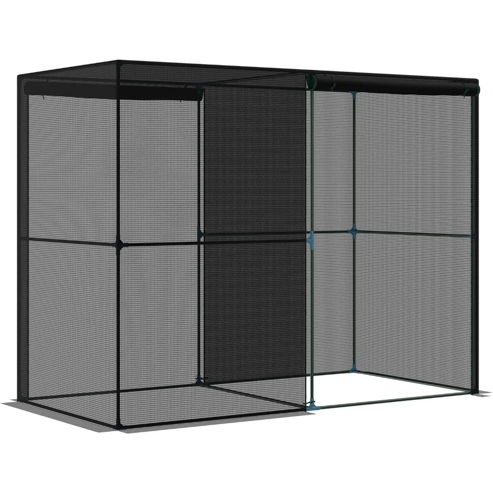 

4' x 8' Crop Cage, Plant Protection Tent with Zippered Doors for Vegetable Garden, Backyard, Black
