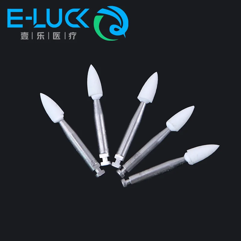 12pcs/pack Dental Polishing Drill Burs White Stone RA Polisher Ceramic Grinders For 2.35mm Low Speed Handpieces