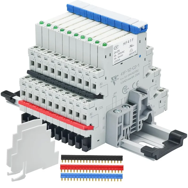

Relay 24V Coil DC/AC; Signal Relay for PLC; HF41F/24-ZS 1NO 1NC 6Amp SPDT with Jumper, Separator