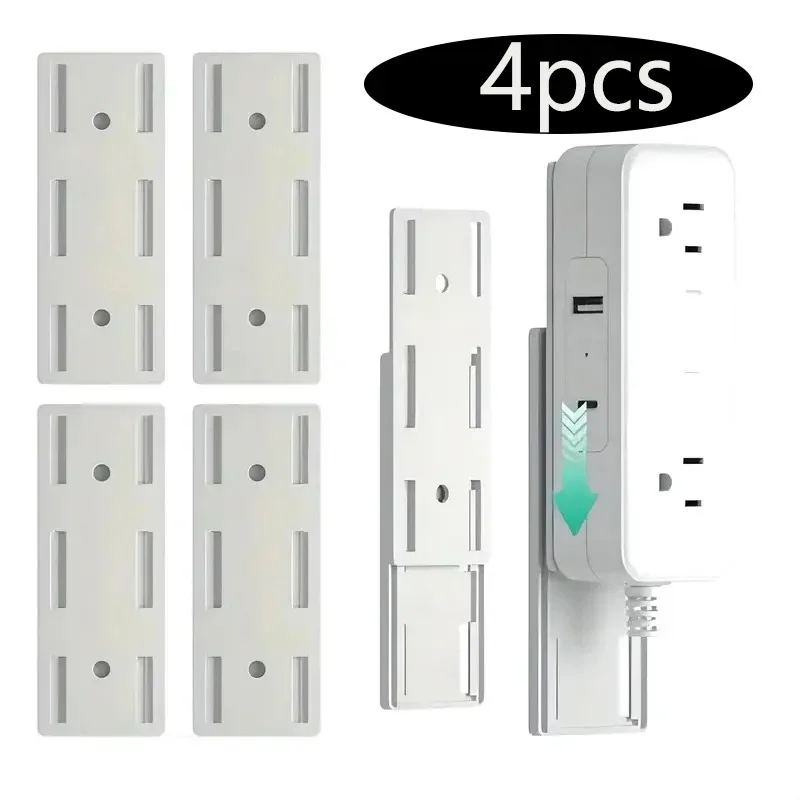 4pcs Wall-Mounted Power Strip Holder Self-Adhesive Desktop Socket Fixer with Easy Installation and Space-Saving Design