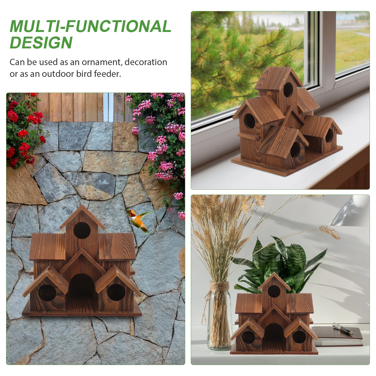 

Wooden Bird Nest Natural Hanging Shelter For Garden Park Decoration Pet Supplies Wood Nesting Box Decorative Bird Villa