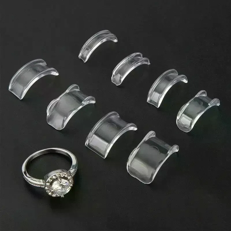 8가지 사이즈 실리콘 반지 사이즈 조절기, 분실 방지, 보이지 않는 반지 홀더, 반지 조임기, 반지 보석 도구