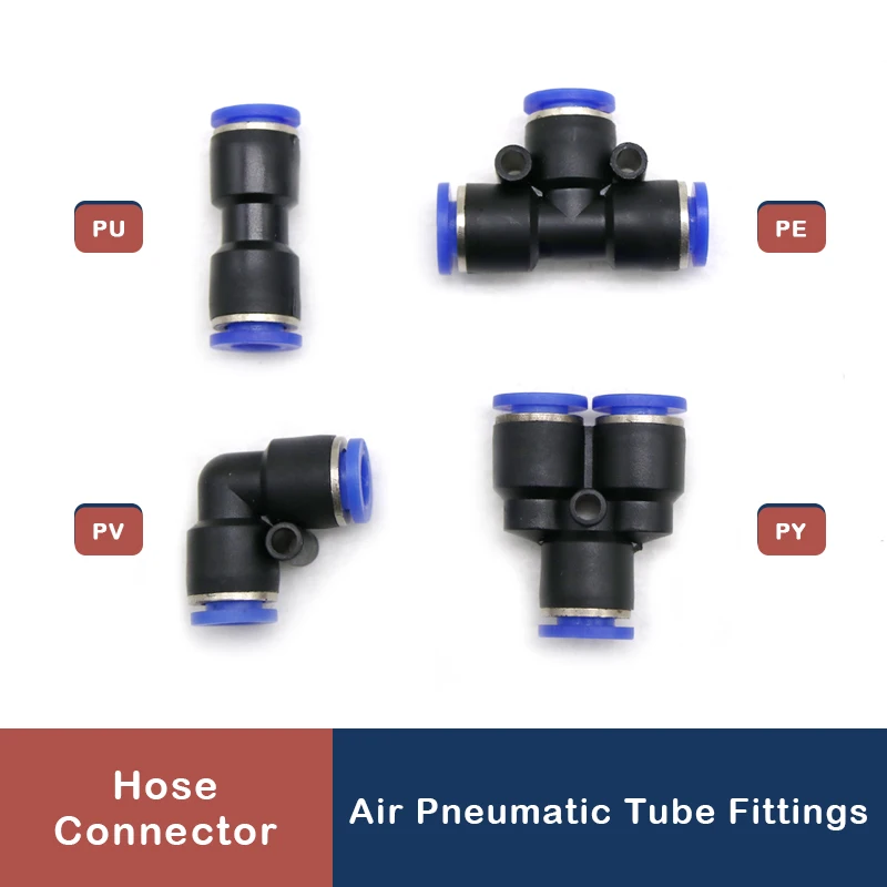 

5/10pcs Air Pneumatic Tube Fitting OD 4mm 6mm 8mm 10mm 12mm 14mm 16mm T Y L I Tpye PV Plastic Quick Connector Push In Pipe Hose