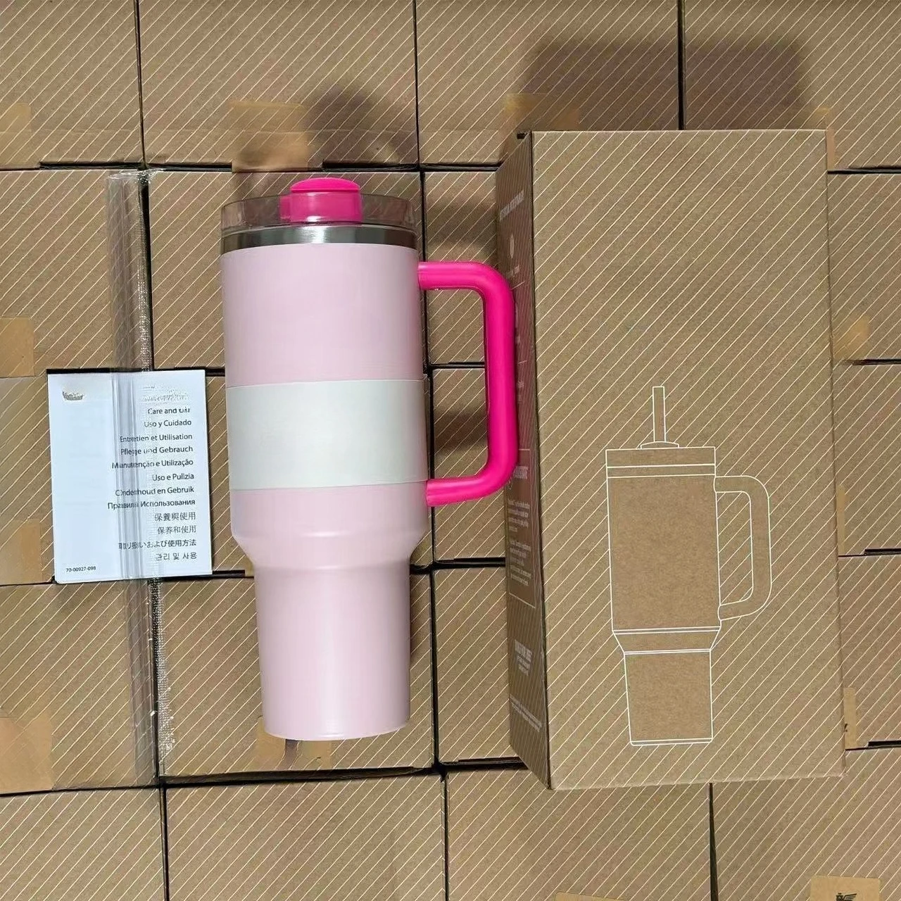 2025 Neuer Griff, Strohdeckel, Edelstahl, 30 Unzen/40 Unzen, vakuumisoliert, Autobecher, doppelwandiger Thermo-Eis-Reisebecher