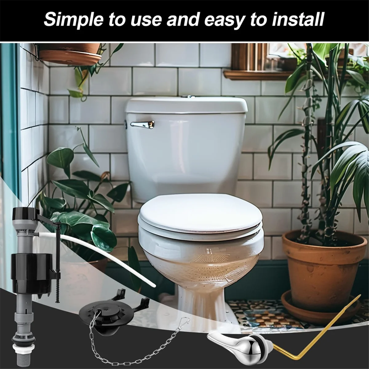 

B53CC Universal Toilet Flusher Replacement Kit Toilet Flush Flapper Repair Kit Include Toilet Fill Valve Flapper Handle