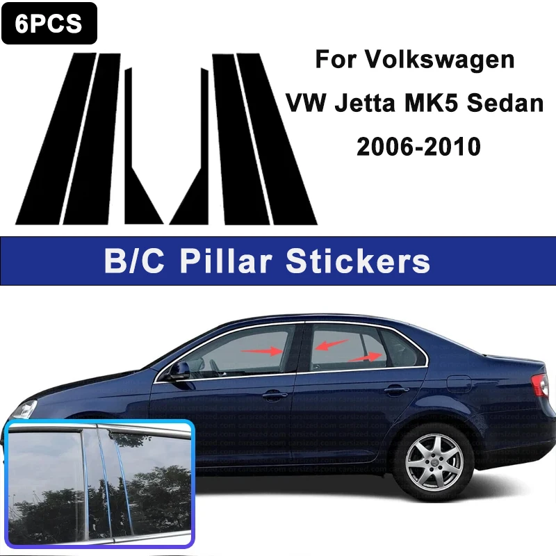 

For Volkswagen VW Jetta MK5 Sedan 2006-2010 Window B C Pillar Post Cover Trim Stickers Door Column Decorative Parts