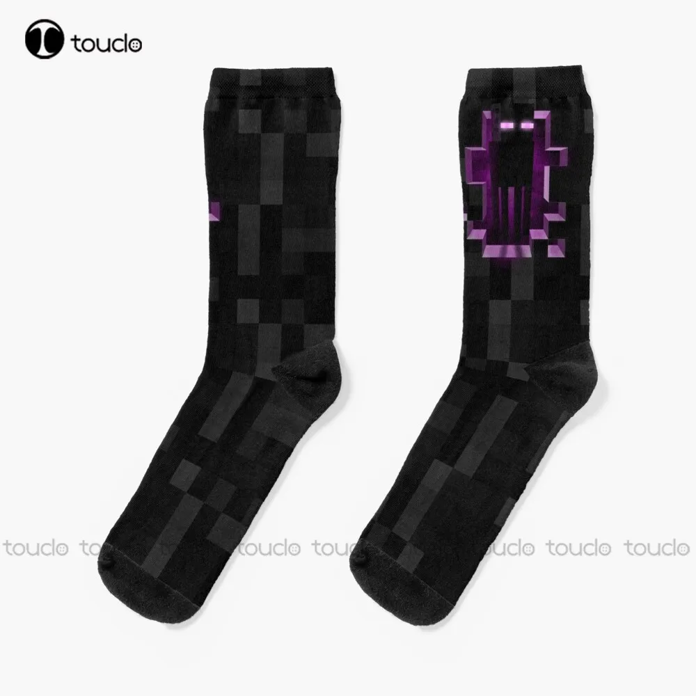 Enderman Minecrafter Enderdragon Socks Halloween Football Socks Men Street Skateboard Socks Custom Gift Street Skateboard Socks