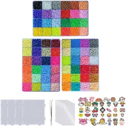 39000pcs Fuse Beads Kit for Craft Making 72 Colors 2.6mm Iron Beads Set for Aduld Kids Pegboards Drawing Tweezers Ironing Paper