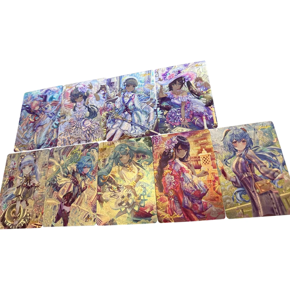 

9Pcs/set Genshin Coarse Flash Cards Ganyu Keqing Kamisato Ayaka Sangonomiya Kokomi Classic Game Anime Collection Cards Gift Toys