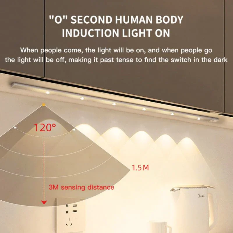 Motion Sensor Night Light LED Under Cabinet Lights Rechargeable Cat's Eye Ripple Atmosphere Lamp Room Indoor Lighting