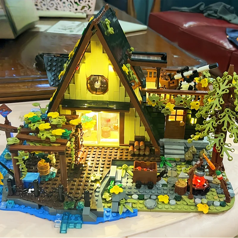 FUNHOLE بنة A-الإطار منزل خشبي عرض الشارع التجمع المعماري نموذج ألعاب قابلة للفصل هدية لغز المشهد الصغير