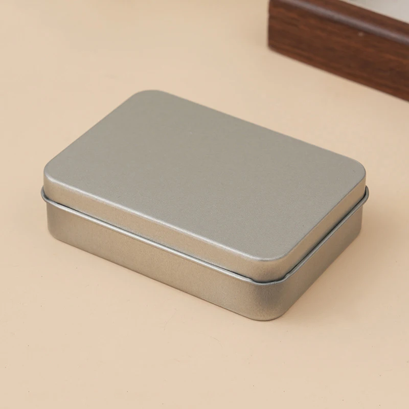 1PC Silver Mini Rectangular Tin Box Miscellaneous Container Cosmetic Storage Box Small Iron Box