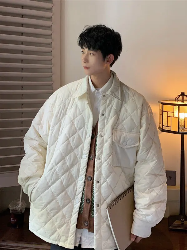 

Легкий хлопок irt для мужчин, повседневный свободный крой Long Sve, тонкий хлопок с ромбовидным узором, модный городской слэ