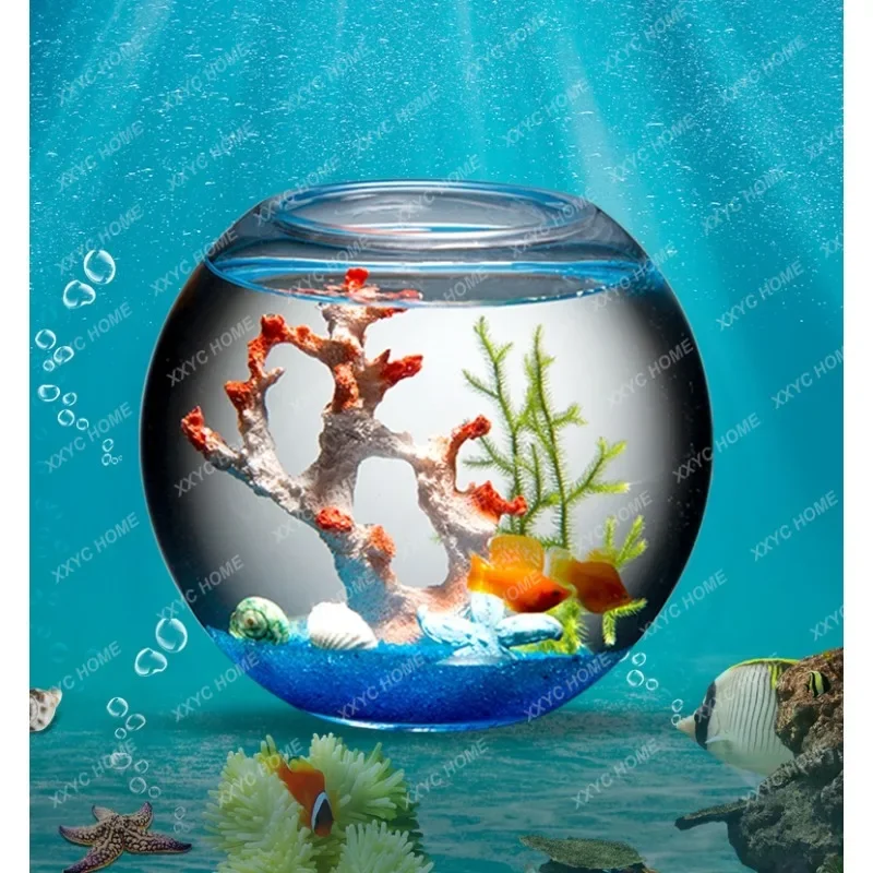 

Glass Fish Tank Desktop Thickening Fish Globe Ecological Landscaping Home Lazy Betta Tank