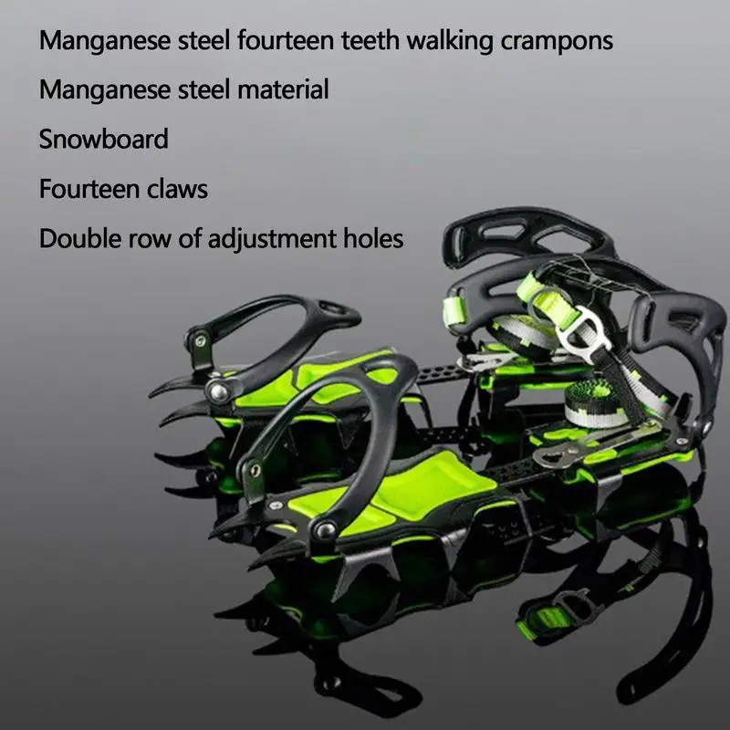 Imagem -03 - High-density Manganês Aço Outdoor Escalada Crampon Ski Crampon 14 Dentes Ice Crampon para Outdoor Neve Caminhadas e Escalada