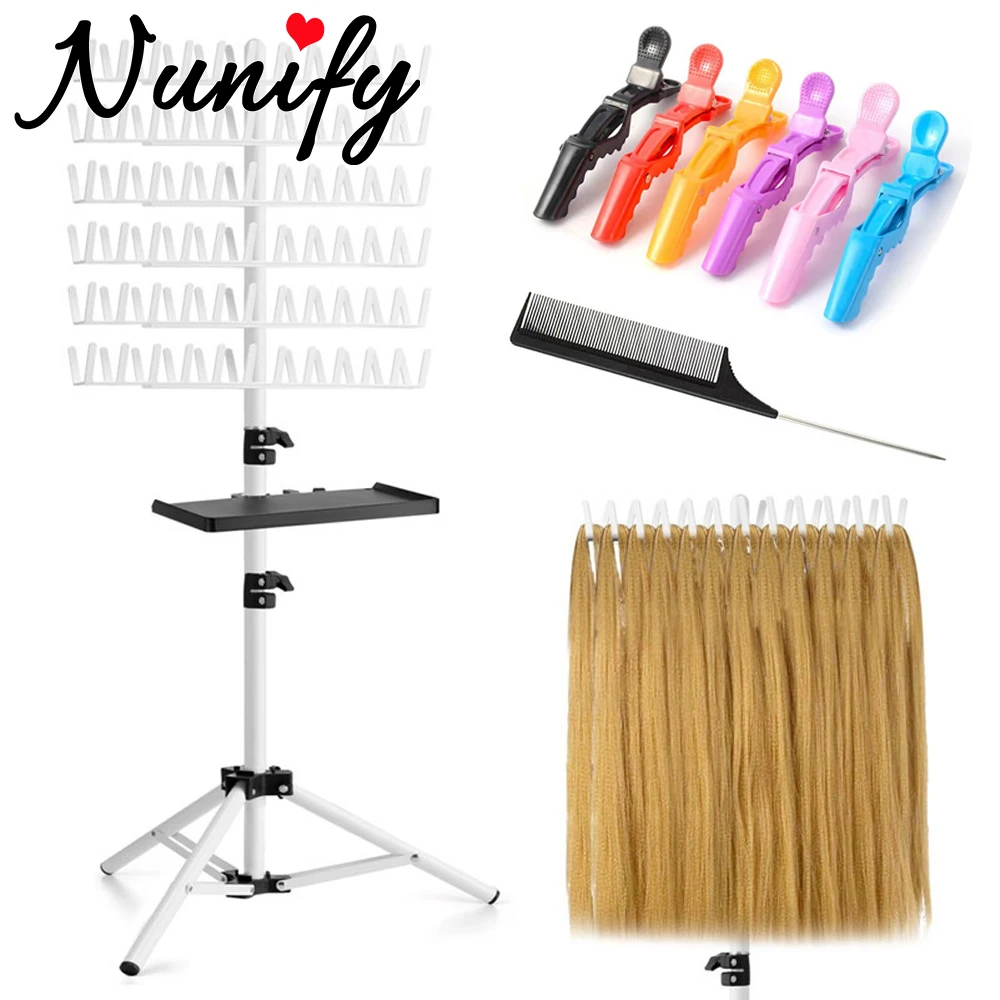 

2-Side Hair Braiding Rack Used For Placing Separated Hair 144 Pegs Large Capacity Stand Rack For Making Hair Braiding Easier
