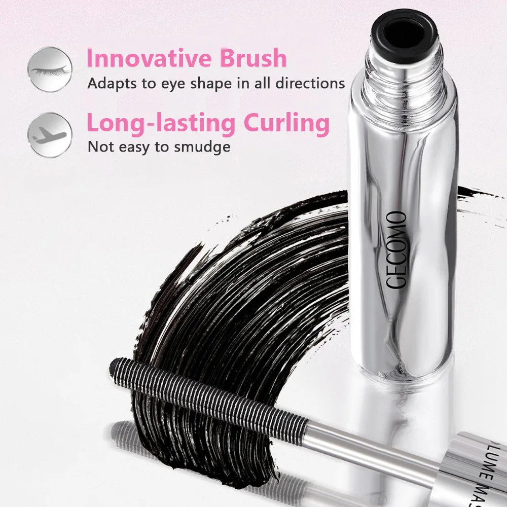 GECOMO Slender＆Dense Mascara Smudge-Proof Long-Lasting Natural Curling Thickening Spiral Brush Mascara