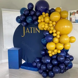 107pcs Navy Blue Balloons Garland Kit Mustard Yellow Balloons for Wedding Birthday Graduation Party Background Decorations