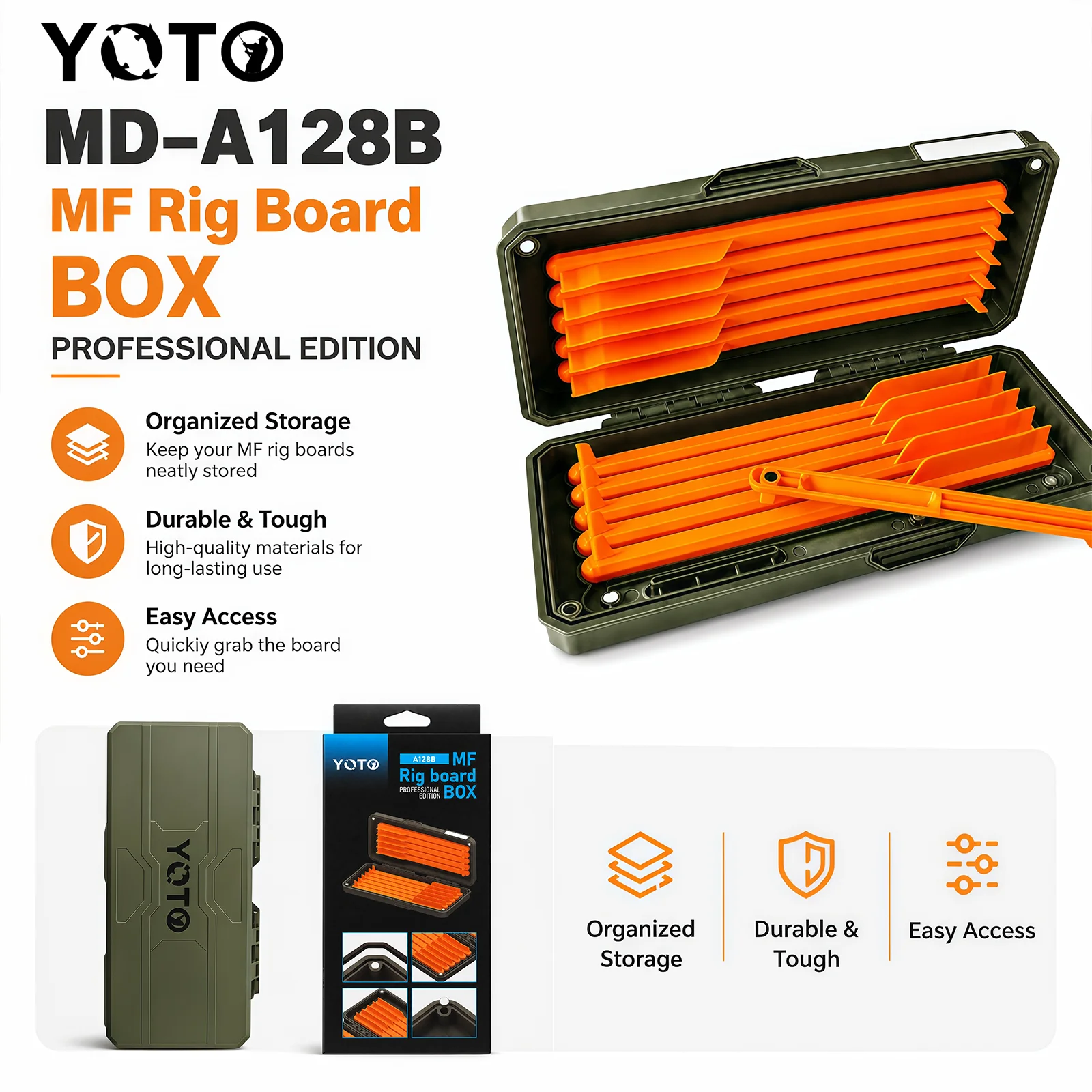 Carp Fishing Rig Storage Box with 11 Magnetic Rig Winders for Hair Rigs, Hooklinks and Terminal Tackle