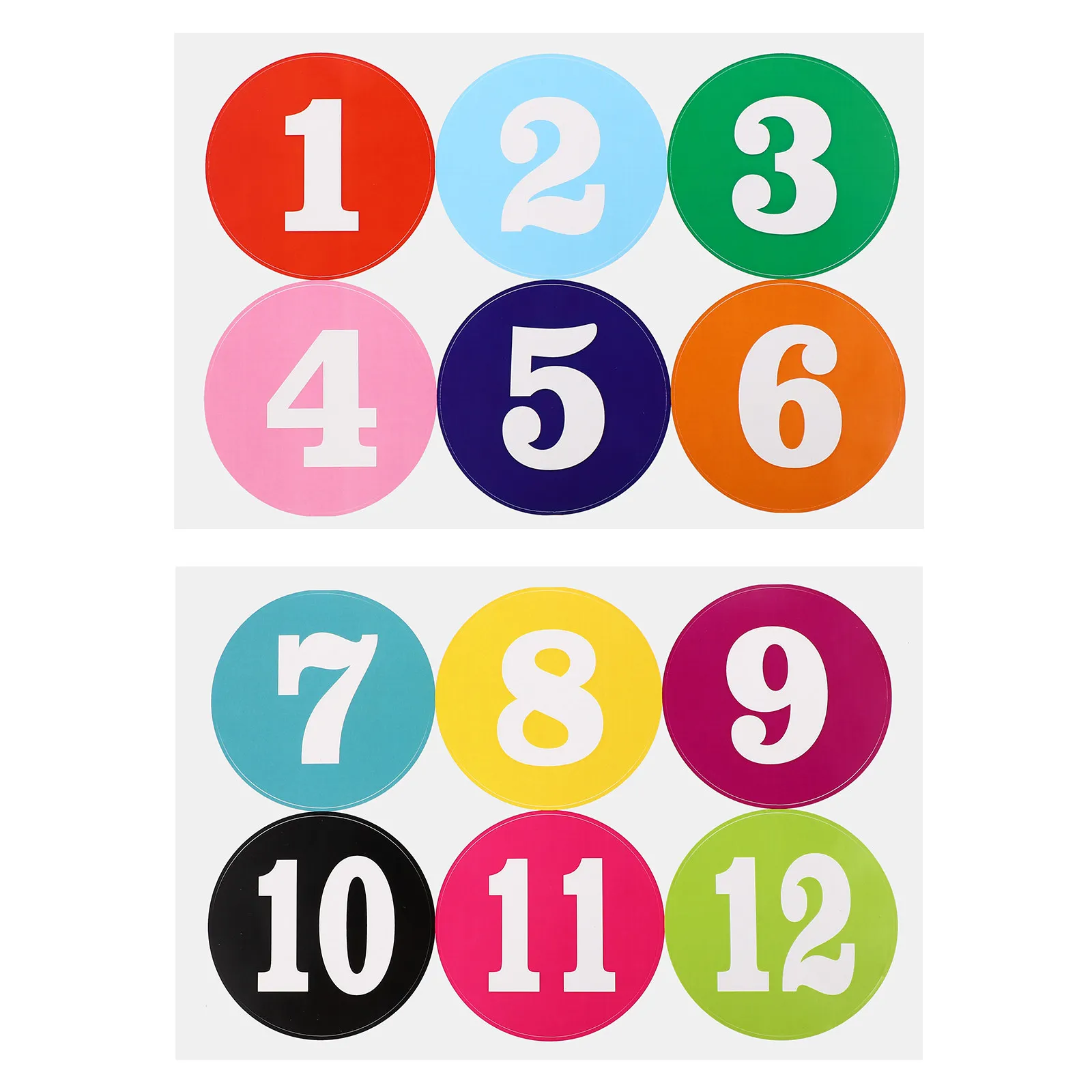 

2 Sheets Plastic Number Stickers Multi Use Colorful Round Pasters for Signs DIY Projects Activities