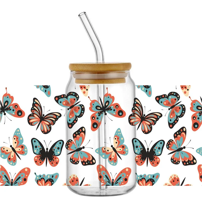 Miniso 3D Beautiful Butterfly Sticker 16oz UV DTF Cup Wrap Transfers Stickers Cartoon Bear Washable Custom Logo DIY Mug Sticker