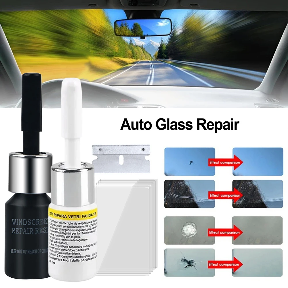 Car Windshield Cracked Repair Tool DIY Window Phone Screen Kit Restoration Curing Glue Auto Glass Scratch Crack Restore