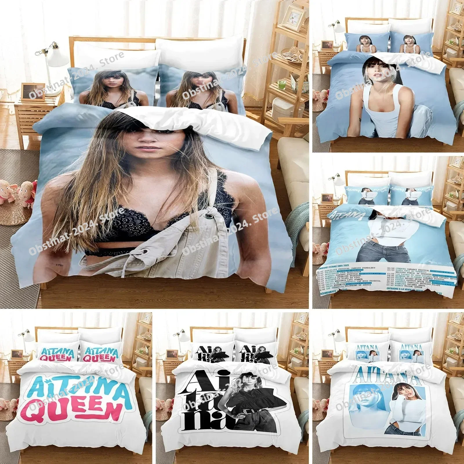 أفضل المغني الاسباني A-Aitana طقم سرير طقم سرير مطبوع مع المخدة غطاء لحاف السرير لينة واحدة مزدوجة الملكة سوبر كينج الحجم