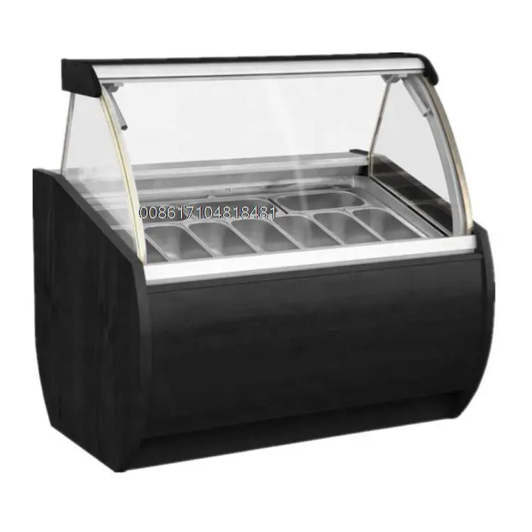 10 Pans Auto Defrosting Cheap Ice Cream Display Freezer Commercial Acrylic Display Fridge Showcase CFR BY SEA