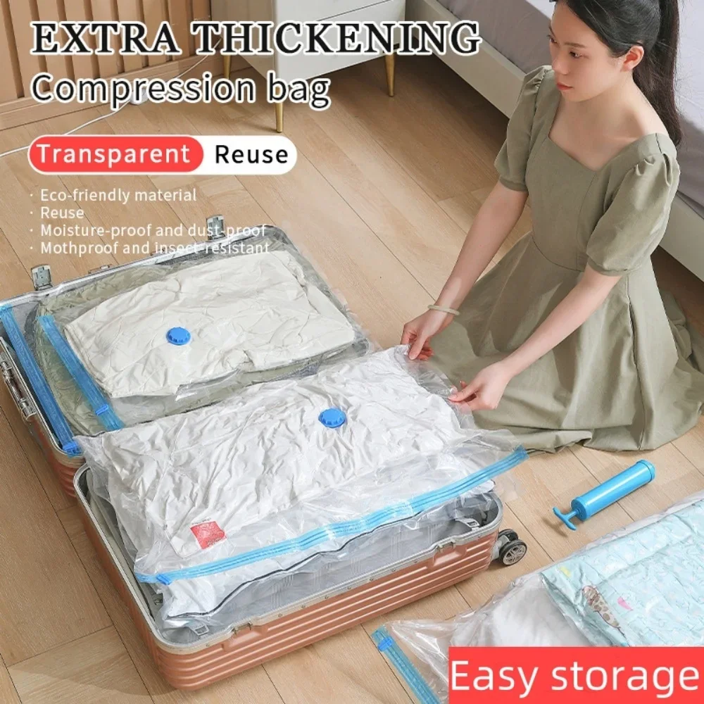 8Pcs Vacuum Storage Bags Wardrobe Organizer Vacuum Seal Bag for Down Storing Clothes Bedding Blanket Space Save Bag Organizer