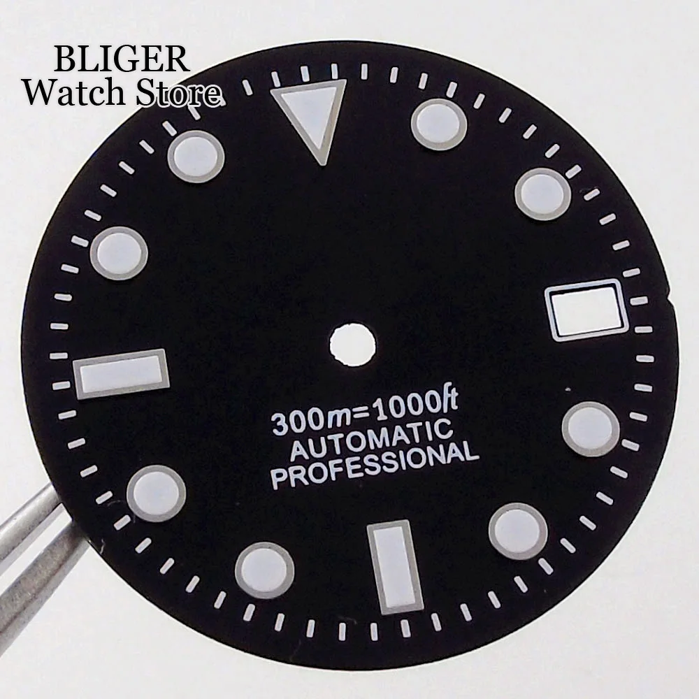 Super bgw9 lume sunburst schwarz zifferblatt fit nh35 nh35a nh36a nh34 gmt Uhrwerk hand grünlich-blau leuchtendes zubehörteil