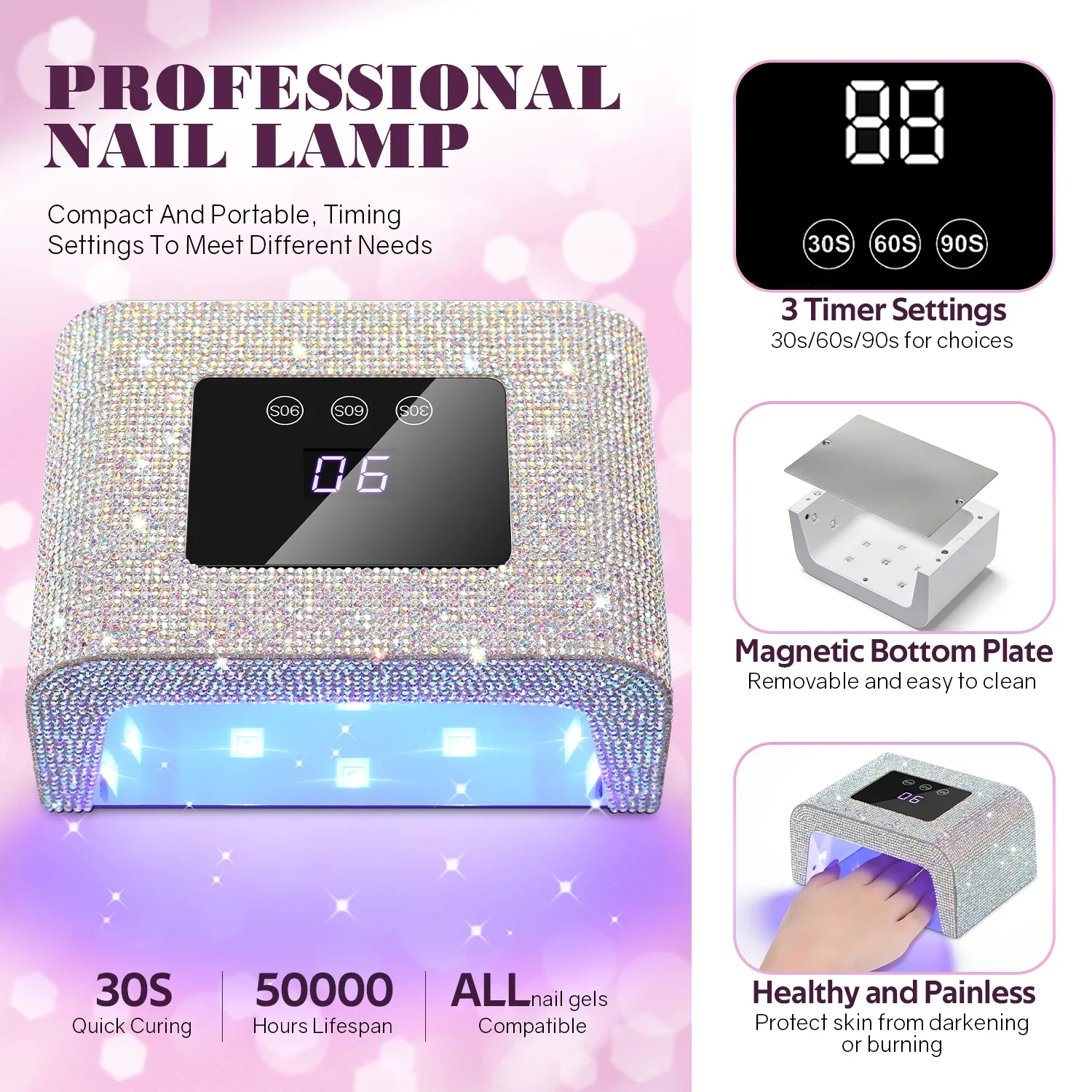 DianaBeauty UV-LED-Nagellampe, professioneller 15 W Nageltrockner mit LCD-Touchscreen und 3 Timing-Einstellungen, 15 LEDs, Maniküre-Lampen-Werkzeuge