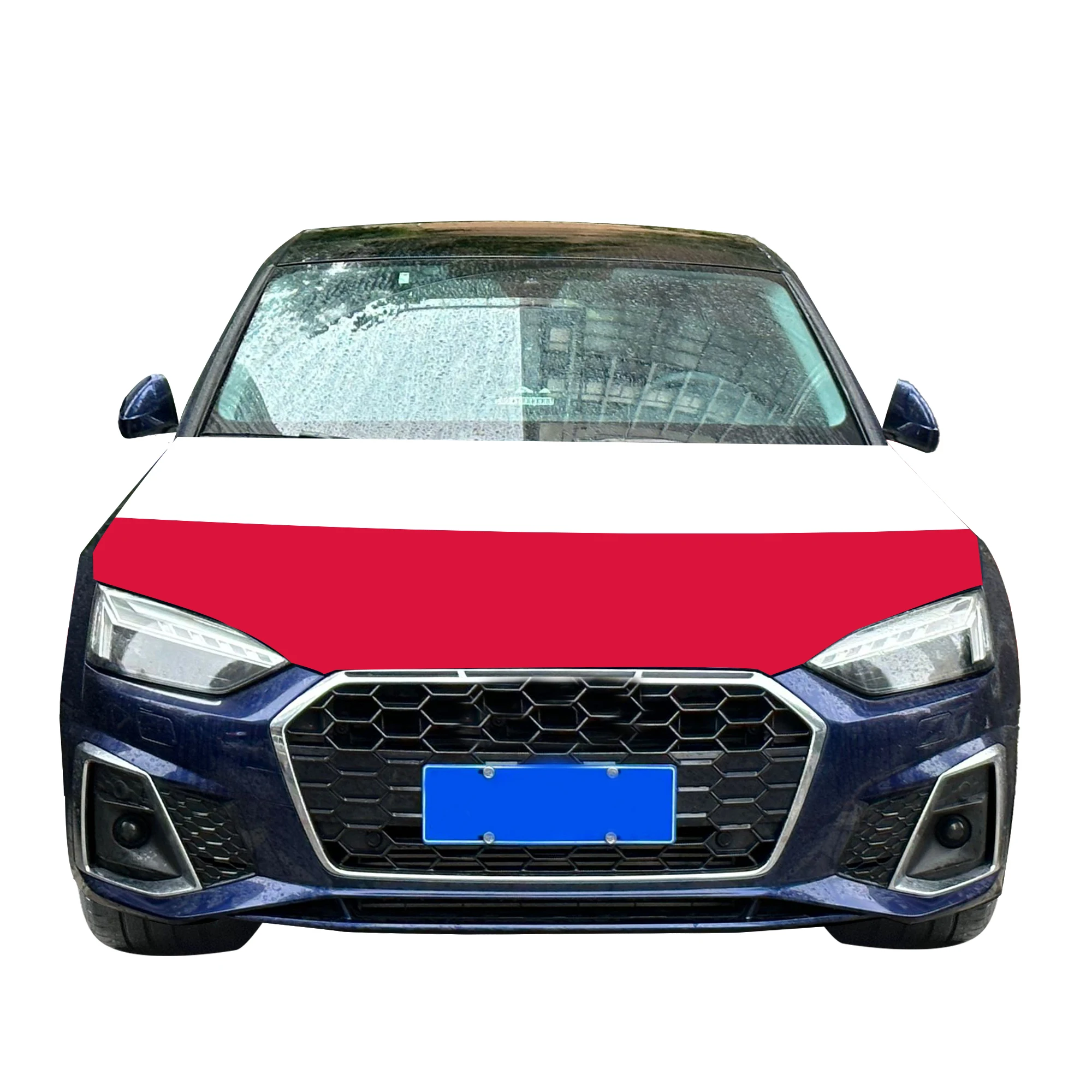 Poland Car Hood Cover Flag  Universal Size Elastic Polyester 120x150cm for Car Decor