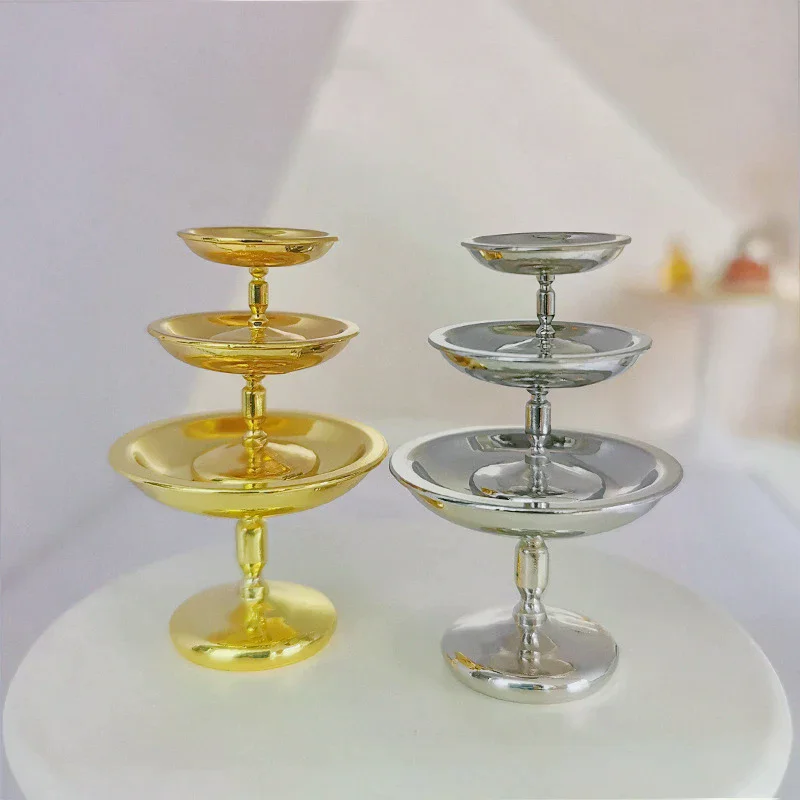 Dollhouse Miniature Metal Tray for Fruits and Snacks, Perfect as DIY Decoration for Cake and Dim Sum Models