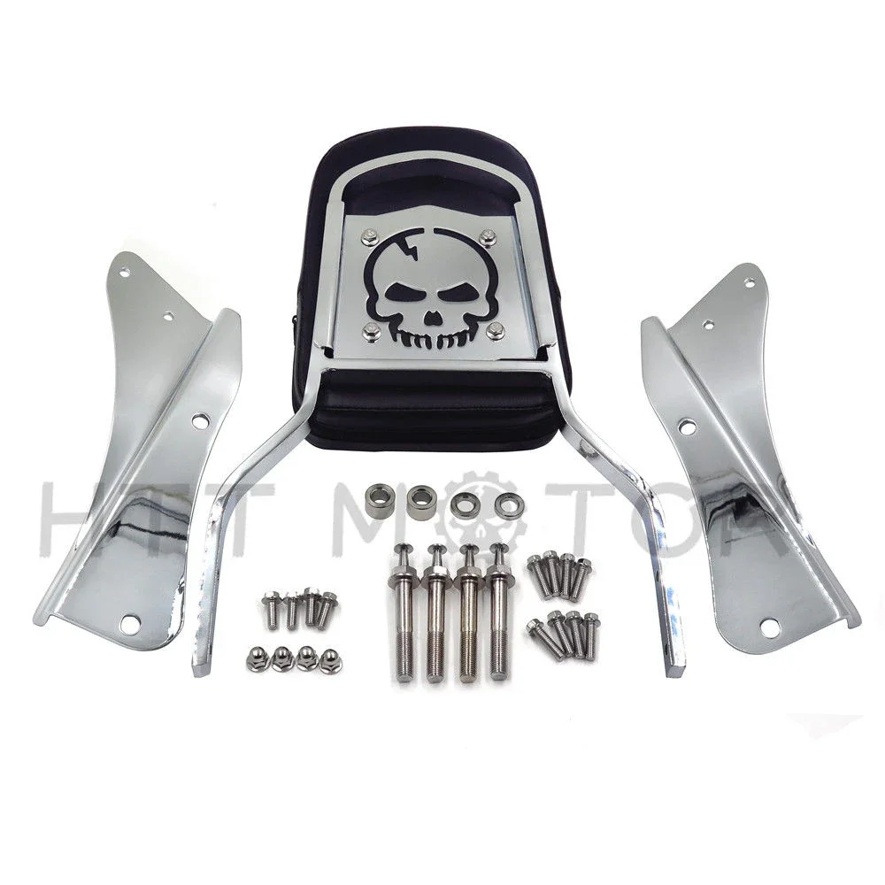 Skull /Flame Backrest For Honda Shadow Spirit VT 750 2001-2006 Sissy Bar Aftermarket Motorcycle Parts Chrome
