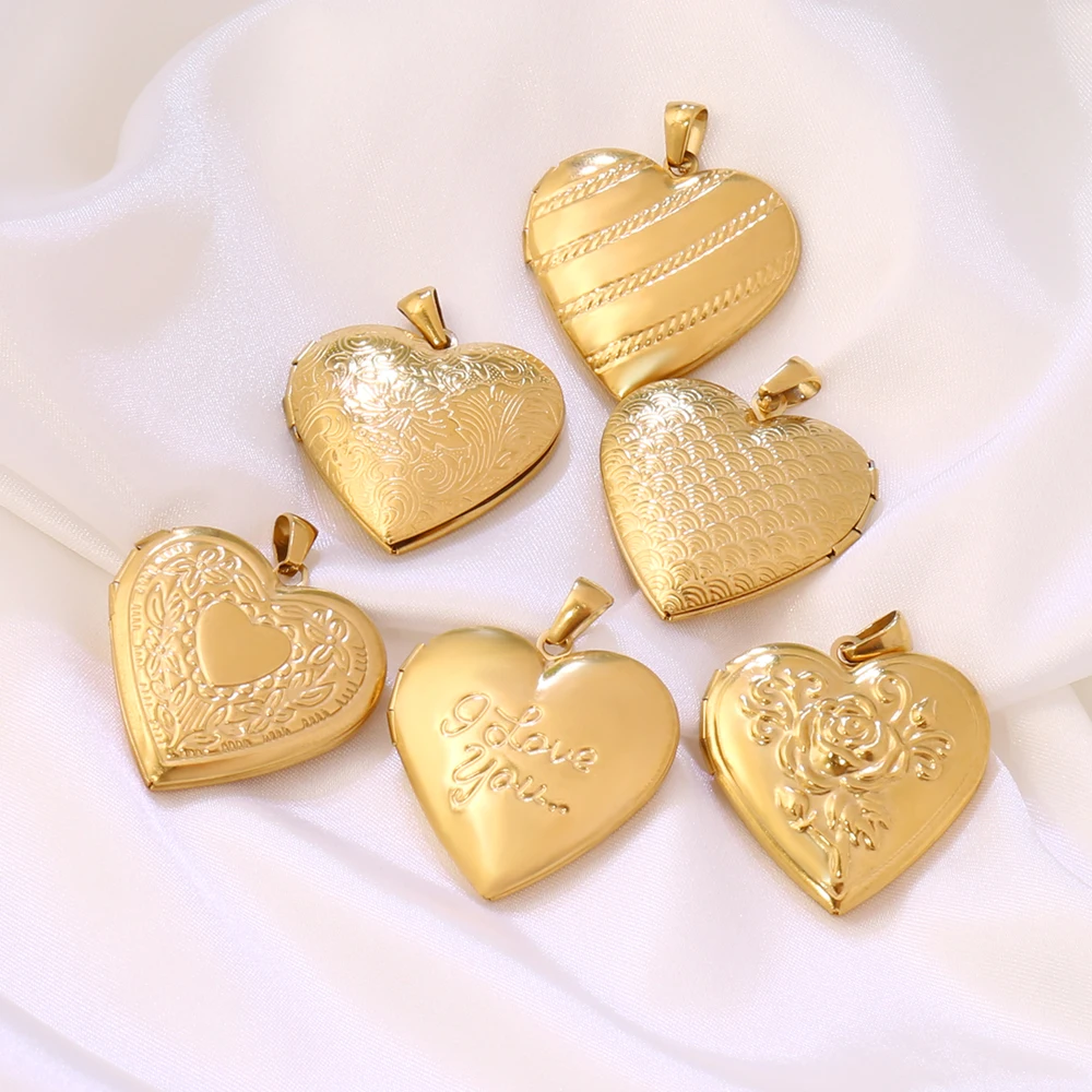 2Pcs Stainless Steel Photo Frame Locket Pendant Heart Openable Locket Photo Locket Frame Charms for Jewelry Making Accessories - view 3