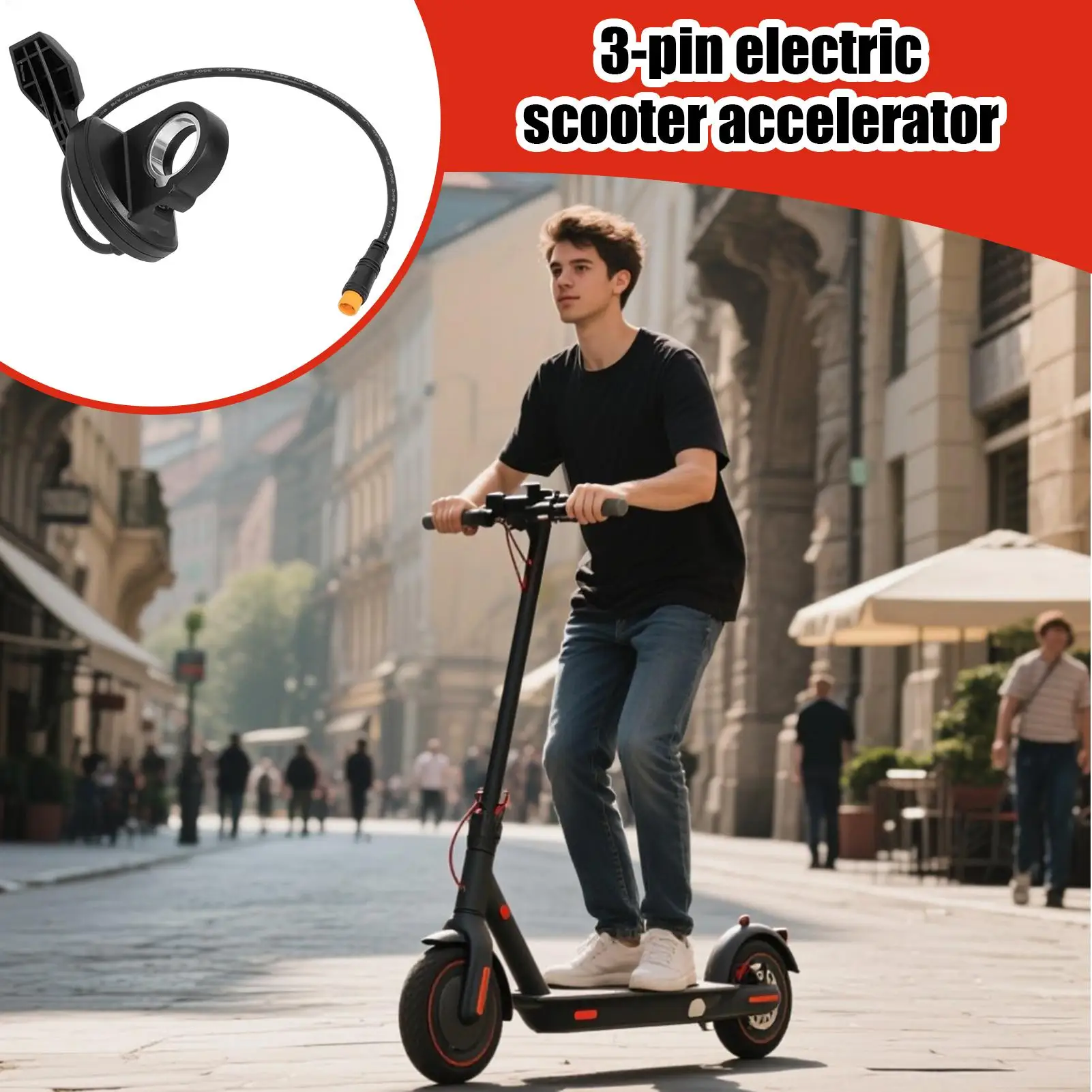 Thumb Throttle 3-Pin Thumb Controller Electric Scooter Brake Connector With Cable For ATV Motocross Off Road Go-Karting