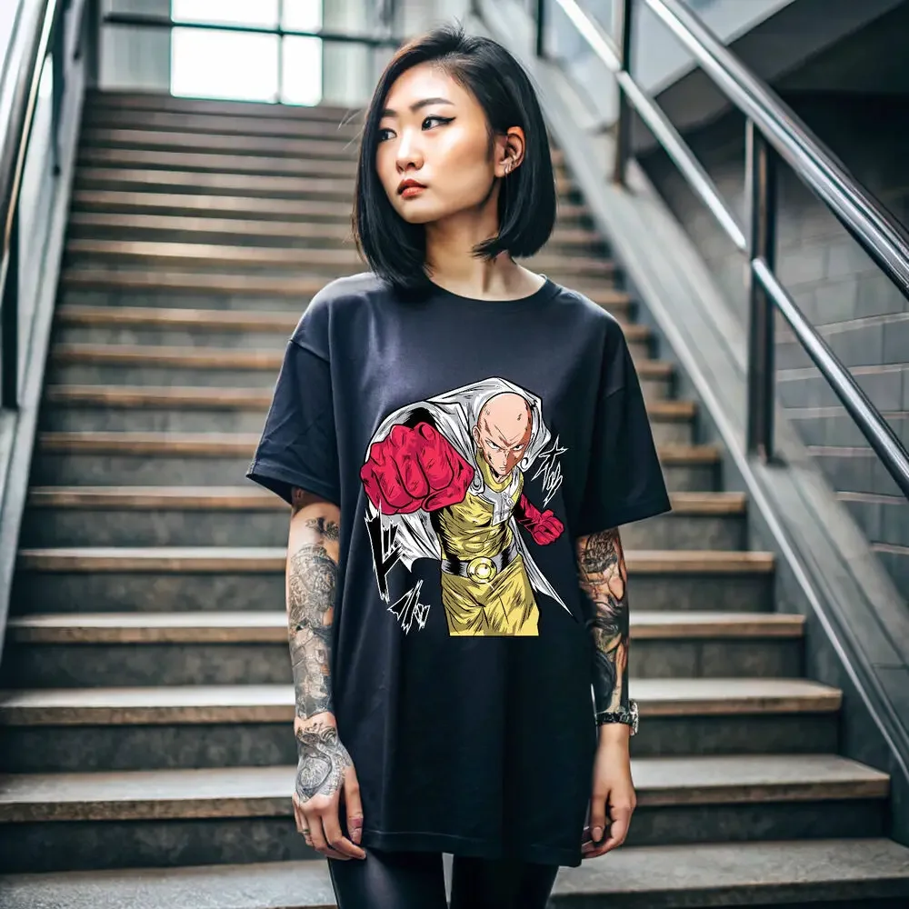 SAITAMA One Punch Man T-Shirt Horror Anime Manga Gifts Black Shirt All Size 095