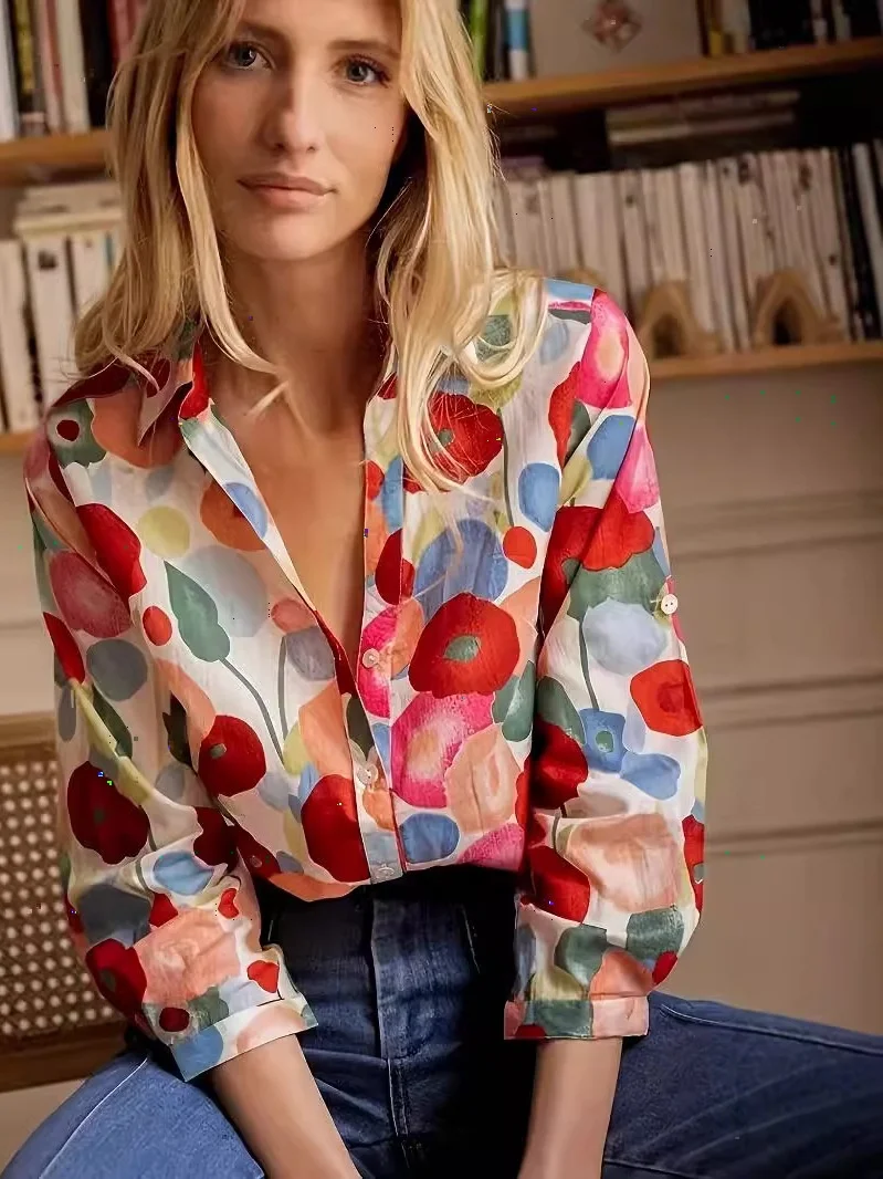 

Женский премиальный модный топ с длинным рукавом, отложным воротником и однорядной молнией на нескольких пуговицах, повседневный стиль