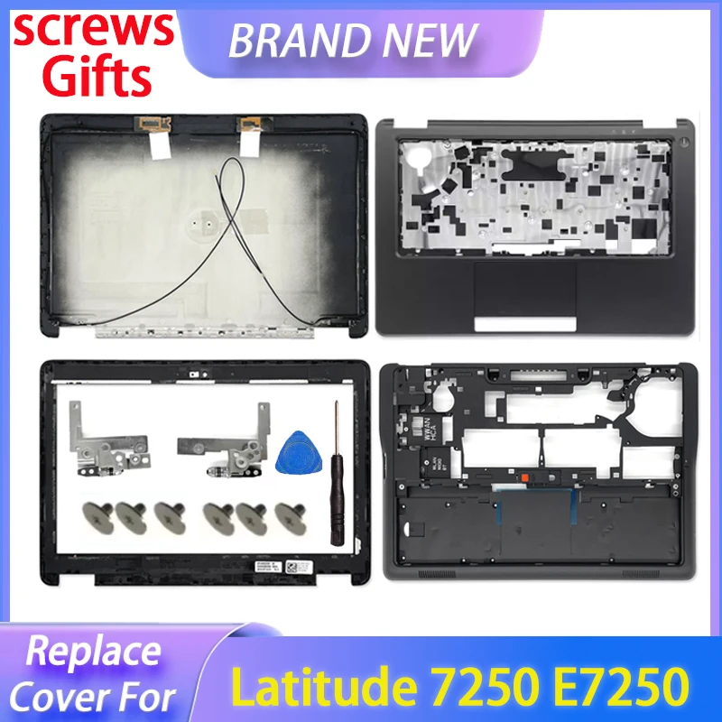Capa de repalce sem toque para latitude e7250 7250 lcd capa traseira moldura frontal dobradiças apoio para as mãos base inferior caso dobradiça capa
